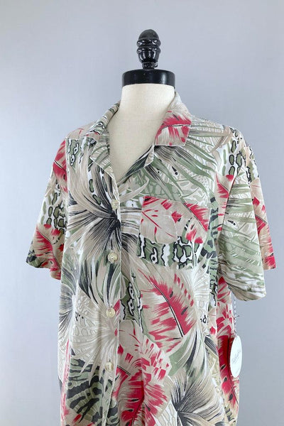 Vintage 1980s Jungle Print Shirt-ThisBlueBird