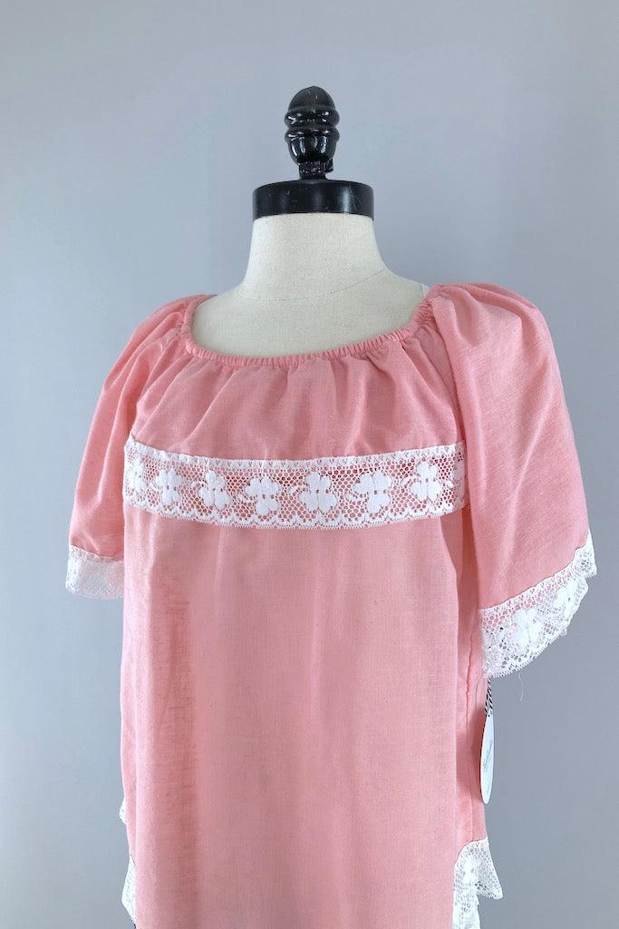 Vintage 1980s Pink Lace Tunic-ThisBlueBird