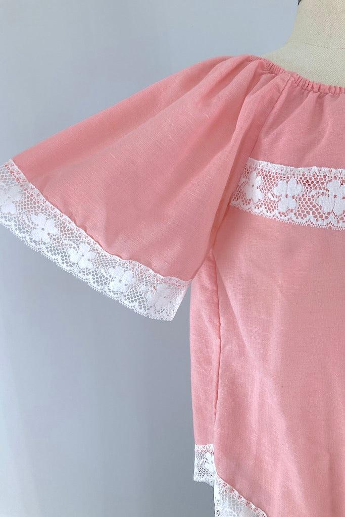 Vintage 1980s Pink Lace Tunic-ThisBlueBird