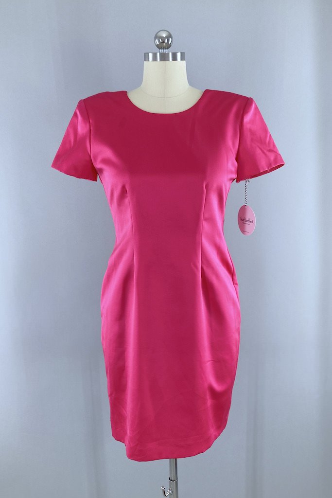 Vintage 1980s Pink Satin Dress-ThisBlueBird - Modern Vintage