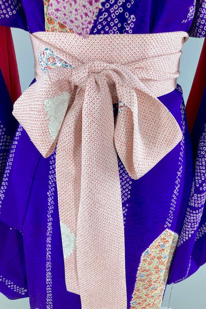 Vintage 30s Purple Shibori Silk Kimono Robe-ThisBlueBird