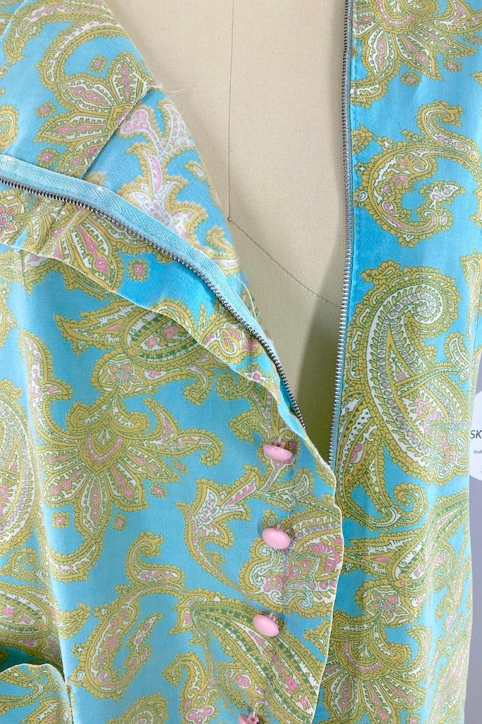 Vintage 60s Aqua Paisley Sundress-ThisBlueBird