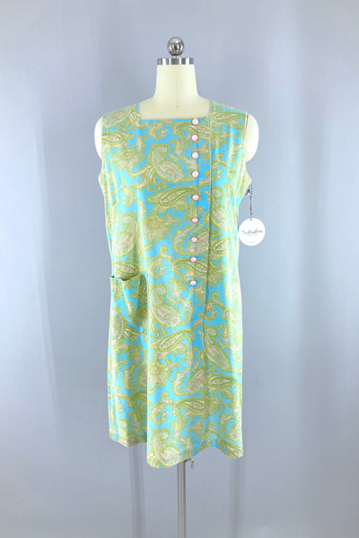 Vintage 60s Aqua Paisley Sundress-ThisBlueBird