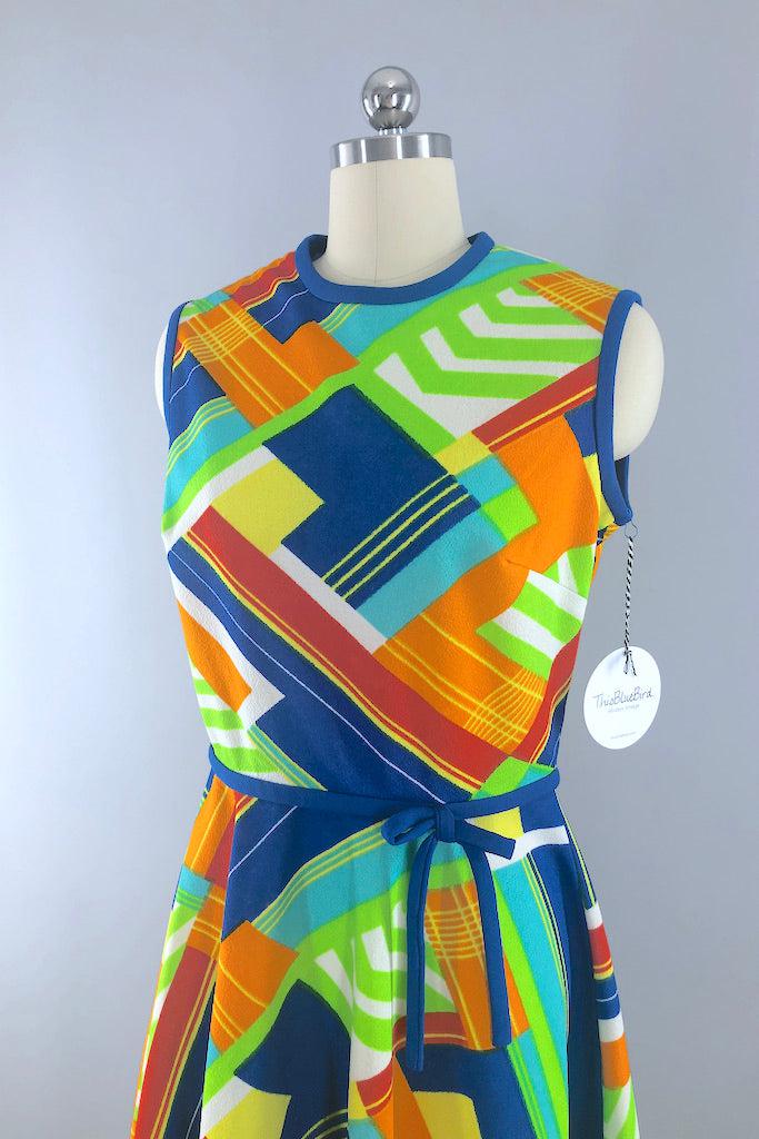 Vintage 60s Geometric Print Sundress-ThisBlueBird