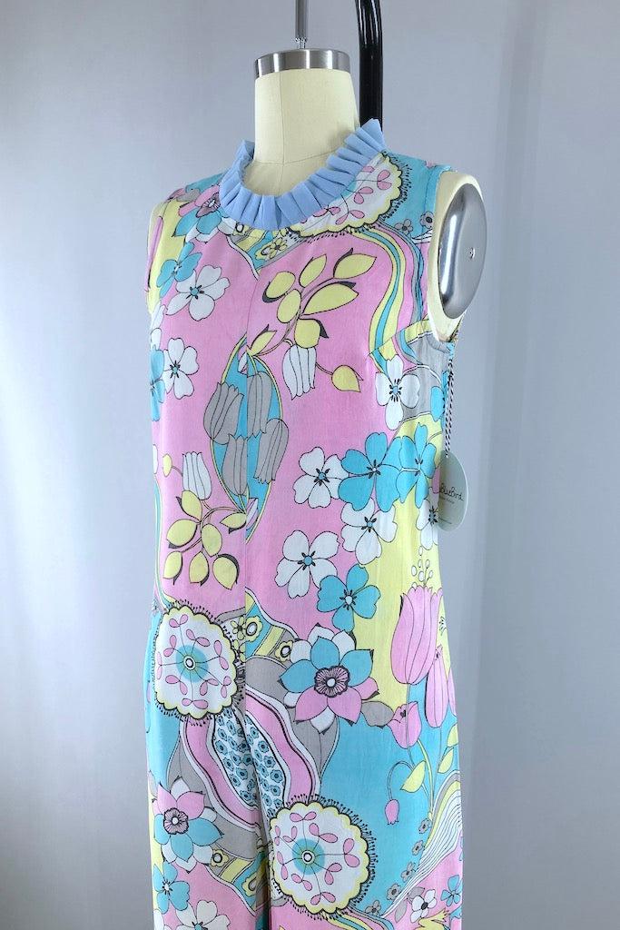 Vintage 60s Mod Floral Print Jumpsuit-ThisBlueBird