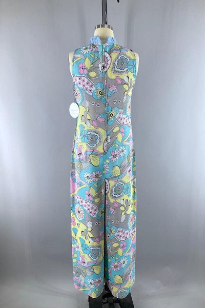 Vintage 60s Mod Floral Print Jumpsuit-ThisBlueBird