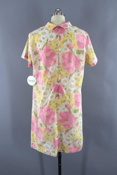 Vintage 60s Preppy Pink Floral Dress-ThisBlueBird