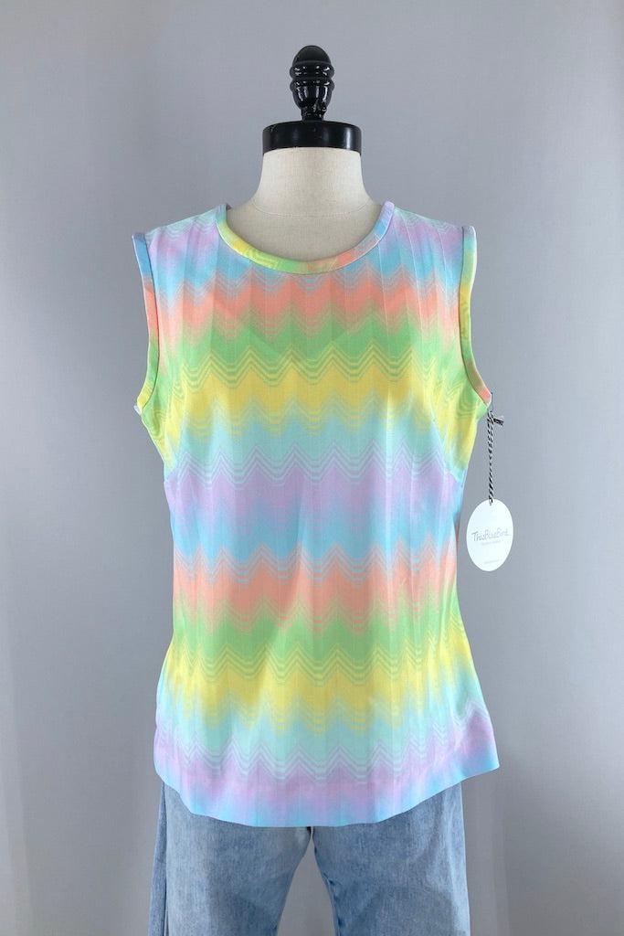 Vintage 70s Pastel Rainbow Top-ThisBlueBird