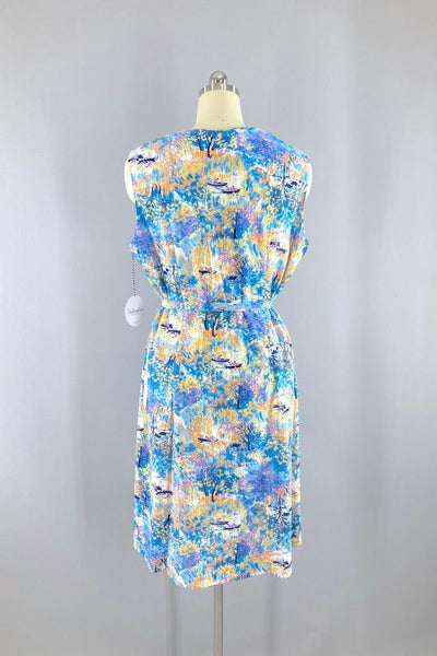 Vintage 70s Preppy Novelty Print Dress-ThisBlueBird