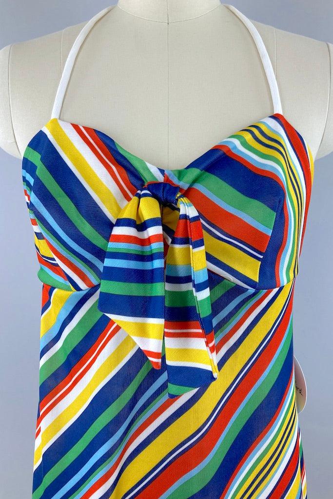 Vintage 70s Rainbow Halter Dress-ThisBlueBird