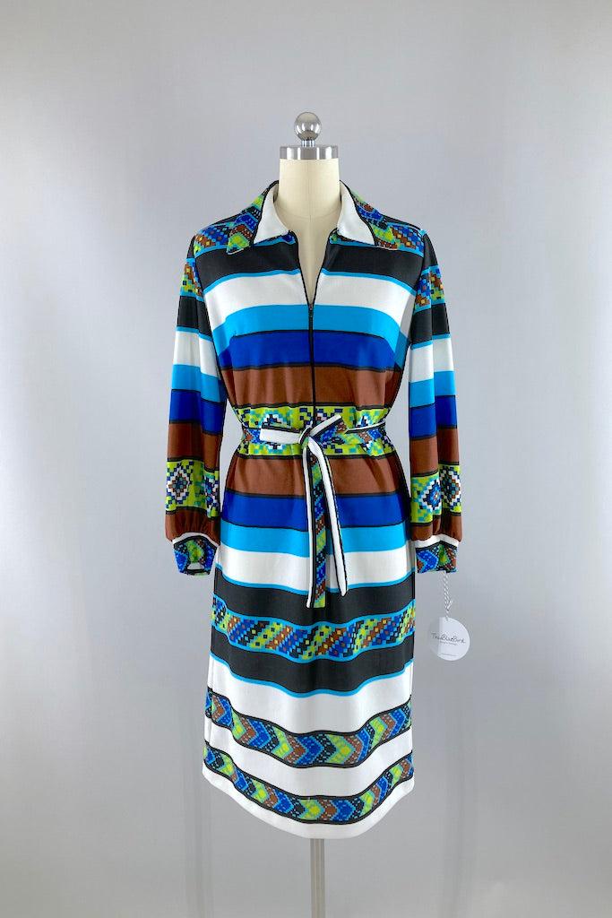 Vintage 70s Southwest Print Dress-ThisBlueBird