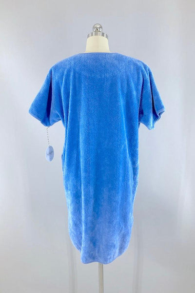 Vintage 80s Blue Chenille Robe-ThisBlueBird