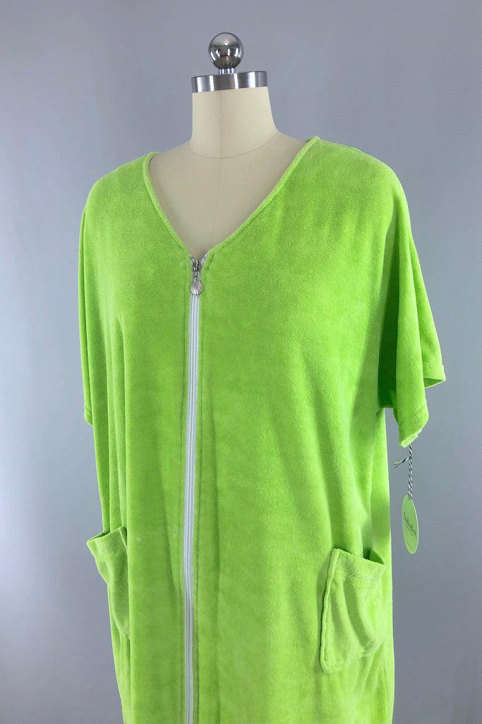 Vintage 80s Lime Green Terry Robe-ThisBlueBird