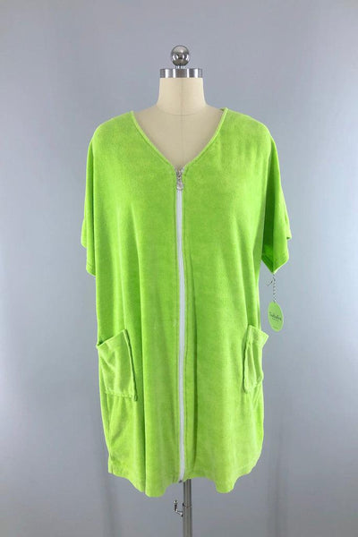 Vintage 80s Lime Green Terry Robe-ThisBlueBird