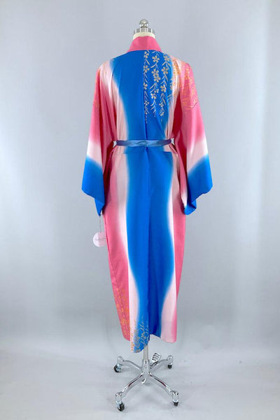 Vintage 80s Pink & Blue Ombre Kimono-ThisBlueBird