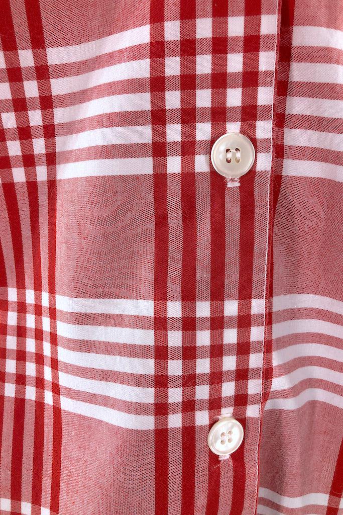Vintage 80s Red Plaid Summer Shirt-ThisBlueBird