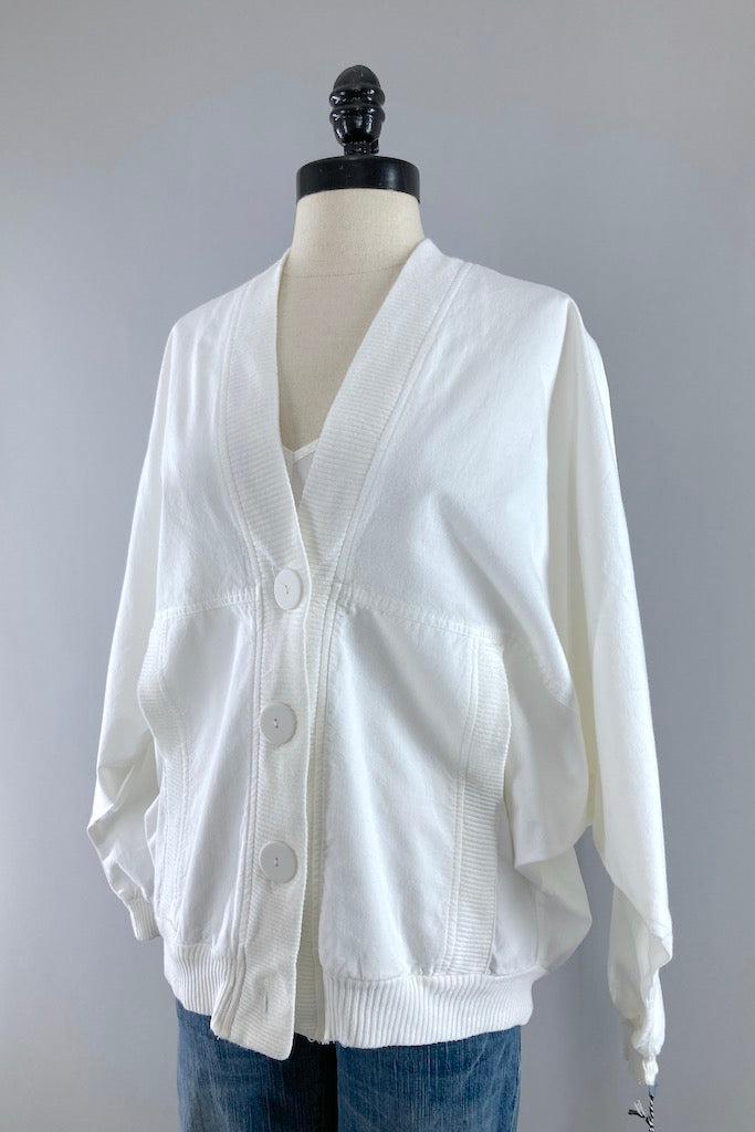 Vintage 80s White Cotton Jacket-ThisBlueBird