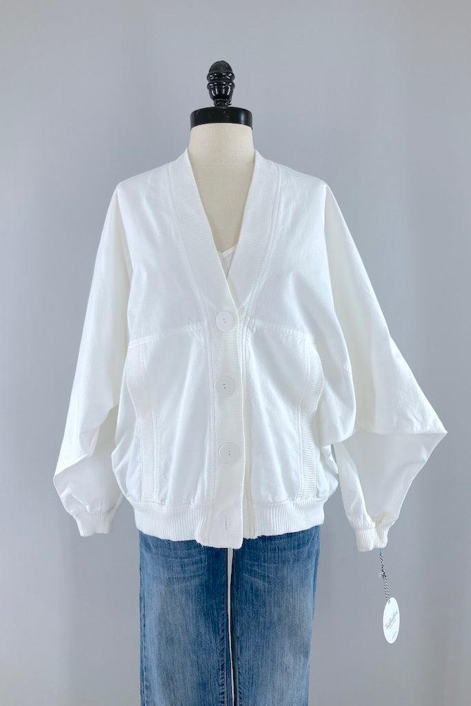 Vintage 80s White Cotton Jacket-ThisBlueBird