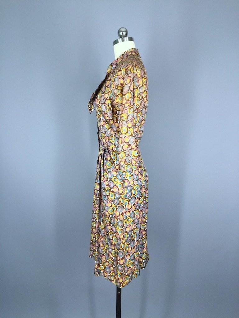 1950s Vintage Abstract Print Day Dress - ThisBlueBird
