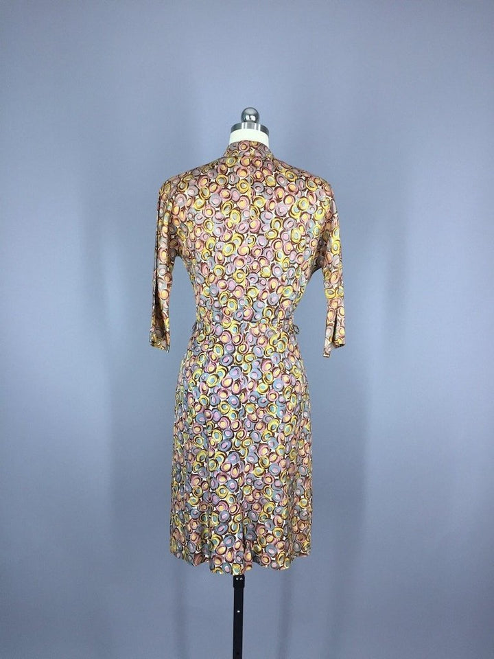 1950s Vintage Abstract Print Day Dress - ThisBlueBird