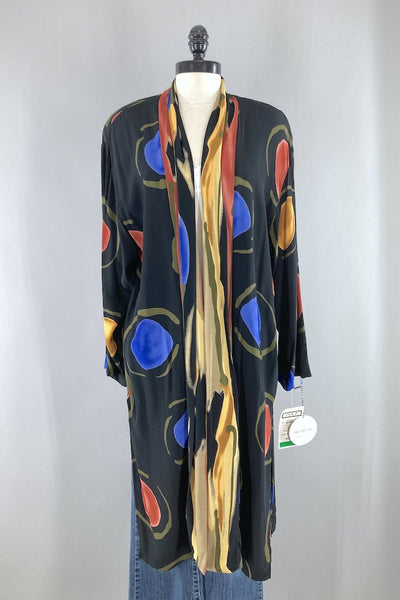 Vintage Abstract Print Duster Jacket-ThisBlueBird