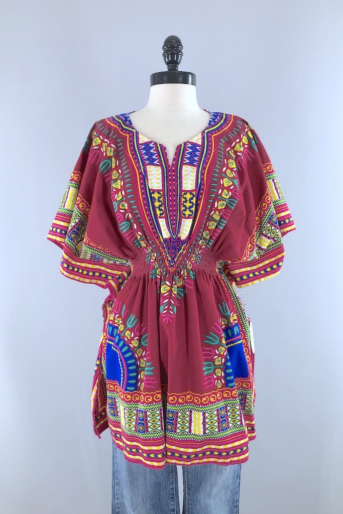 Vintage African Print Cotton Tunic-ThisBlueBird - Modern Vintage