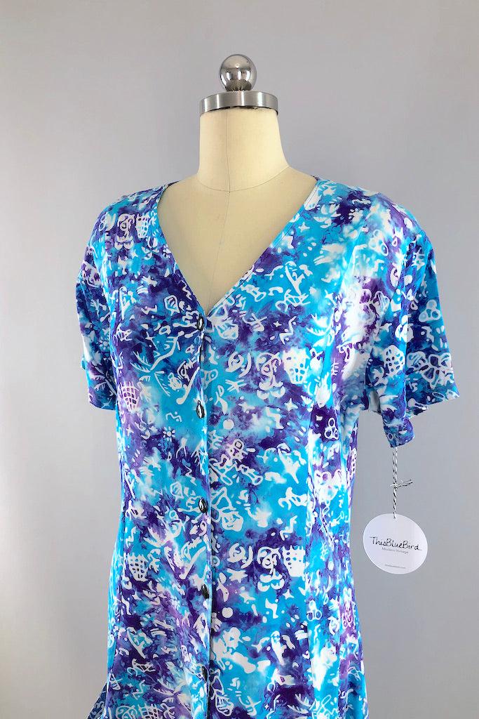 Vintage Aqua Bali Batik Dress-ThisBlueBird