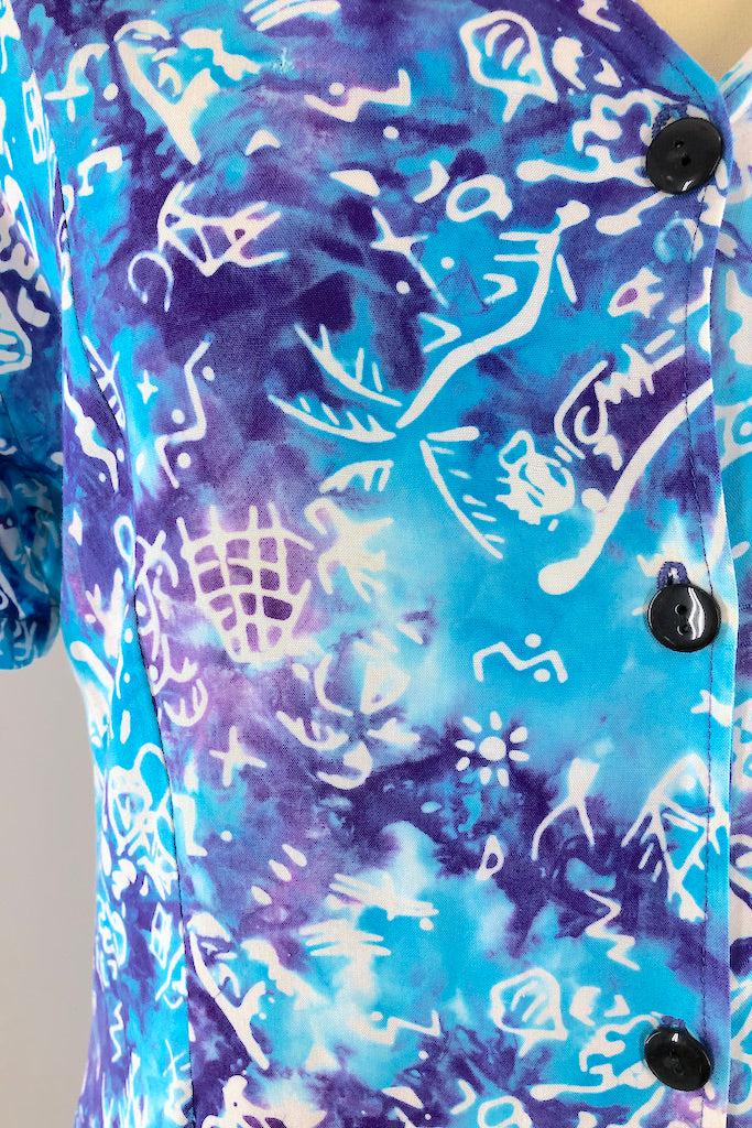 Vintage Aqua Bali Batik Dress-ThisBlueBird
