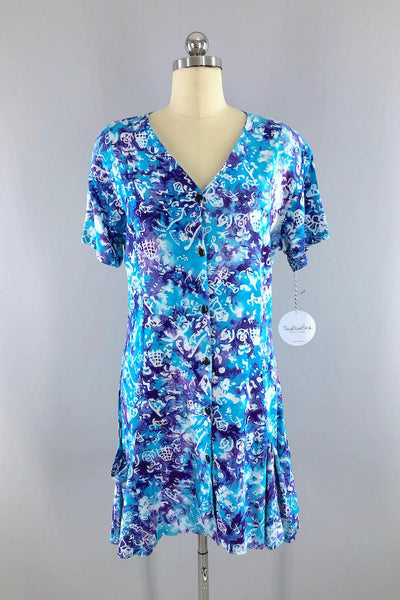 Vintage Aqua Bali Batik Dress-ThisBlueBird
