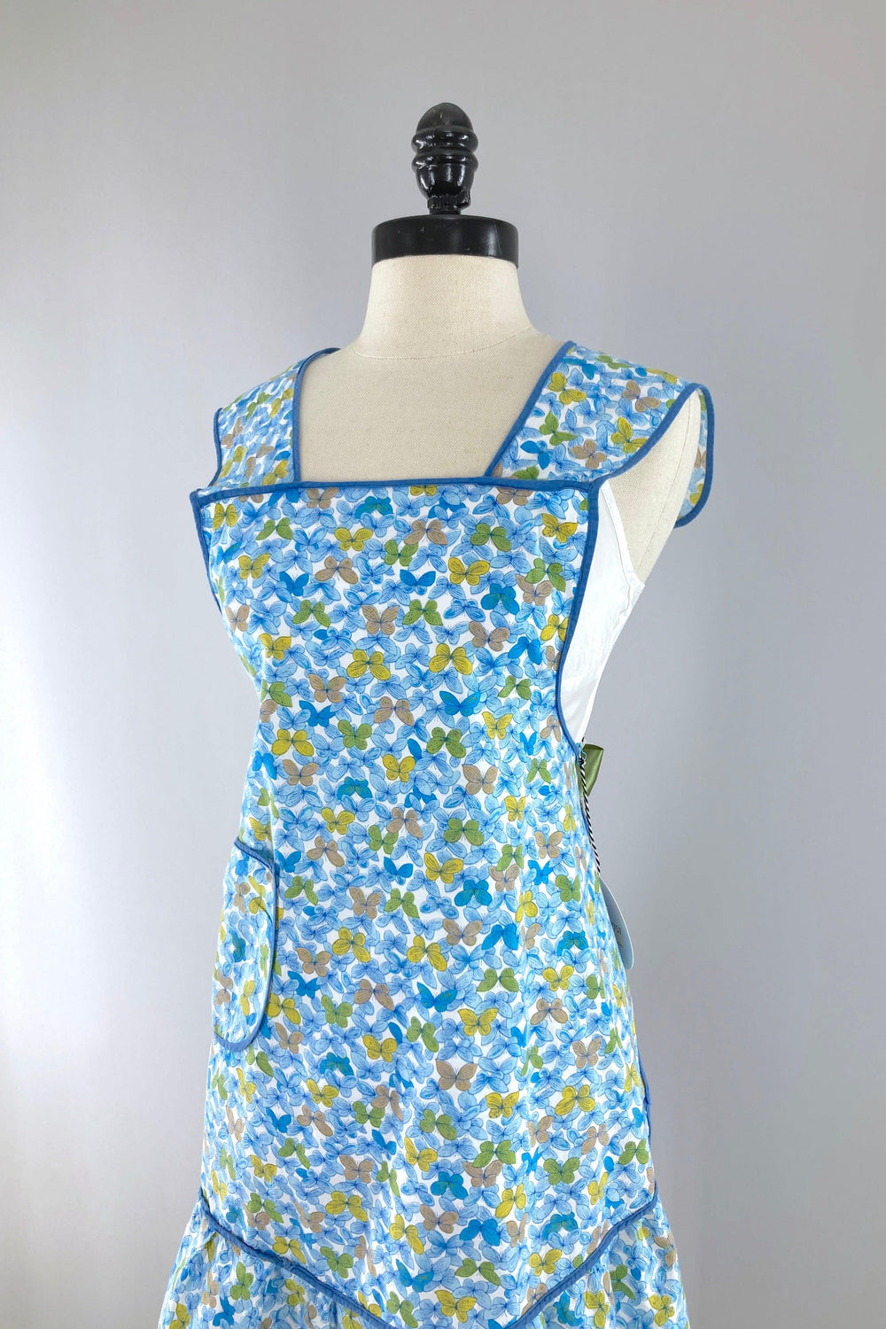 Vintage Aqua Butterflies 1960s Full Apron-ThisBlueBird