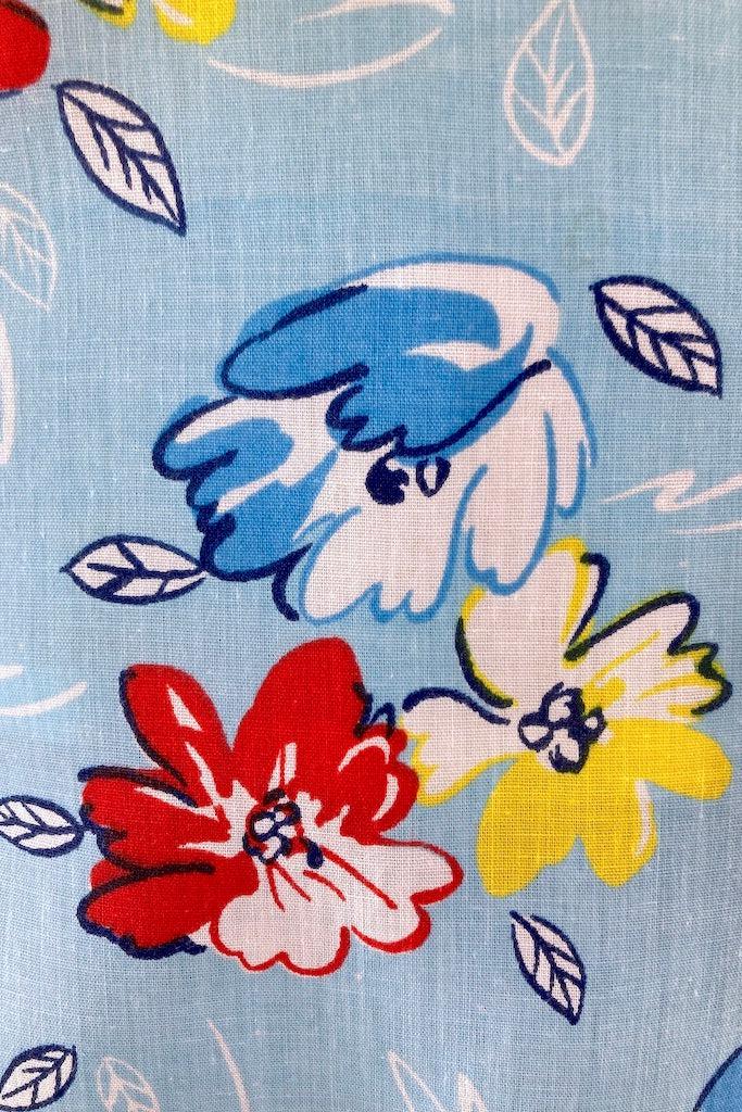 Vintage Aqua Floral Print Full Apron-ThisBlueBird