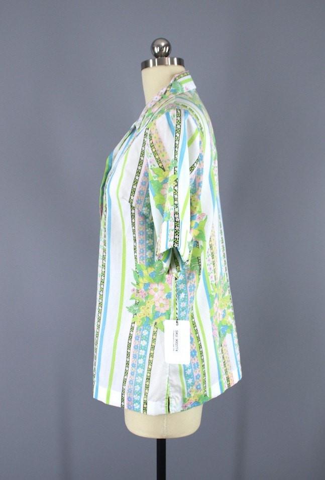 Vintage 1960s Lori Lynn Floral Print Shirt - ThisBlueBird