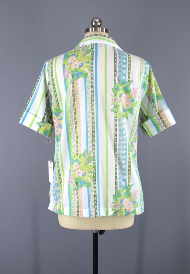 Vintage 1960s Lori Lynn Floral Print Shirt - ThisBlueBird