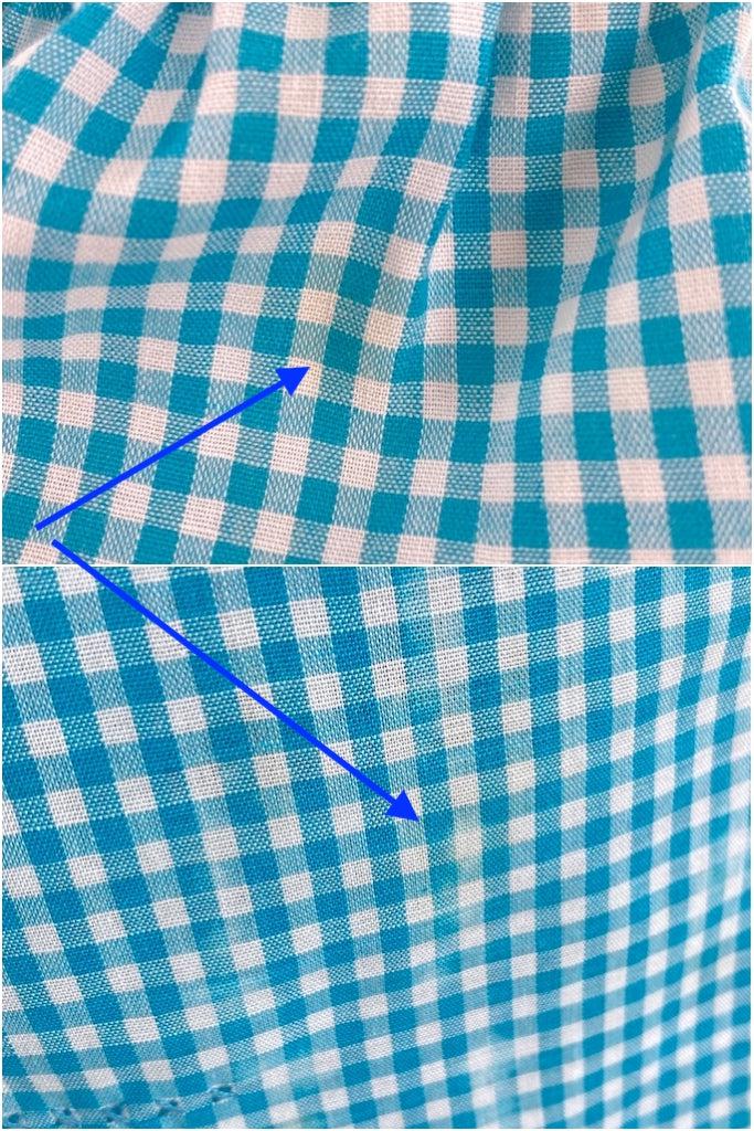 Vintage Aqua Gingham Cross-stitch Bow Half Apron-ThisBlueBird