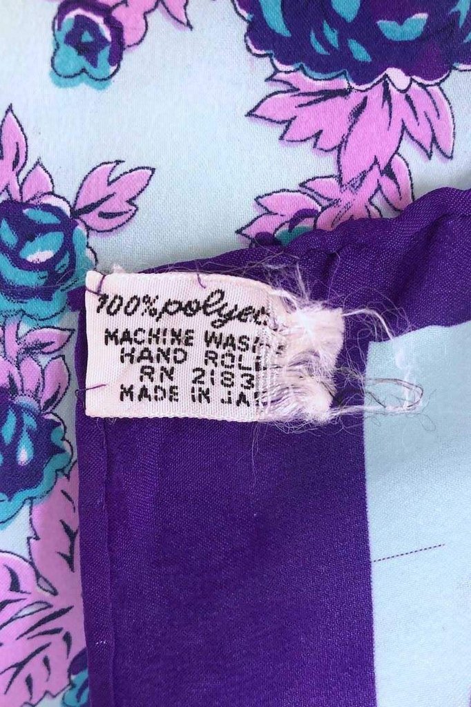 Vintage Aqua &amp; Purple Floral Print Scarf-ThisBlueBird - Modern Vintage