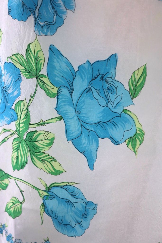 Vintage Aqua Rose Silk Scarf-ThisBlueBird - Modern Vintage
