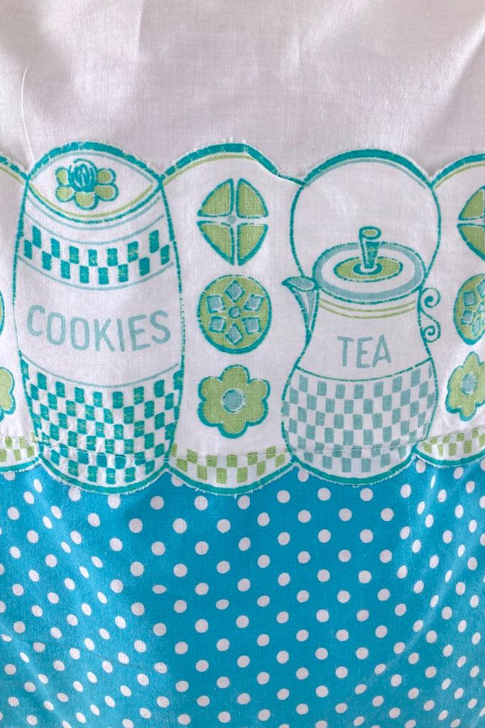 Vintage Aqua Tea &amp; Cookies Half Apron-ThisBlueBird