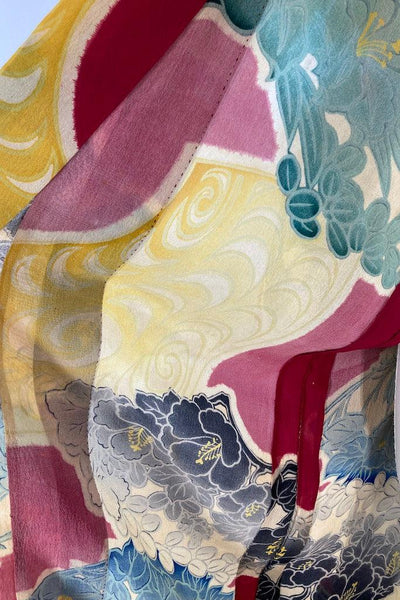 Vintage Art Nouveau Floral Silk Kimono Robe-ThisBlueBird