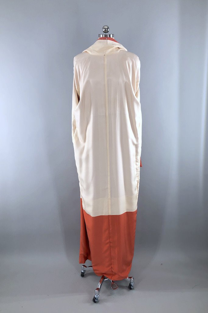 Vintage Autumn Orange Silk Kimono Robe-ThisBlueBird - Modern Vintage