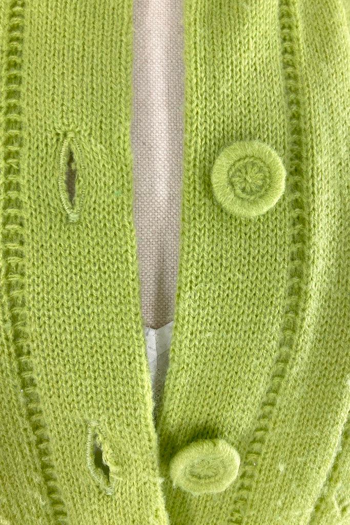Vintage Avocado Green Cardigan Sweater-ThisBlueBird