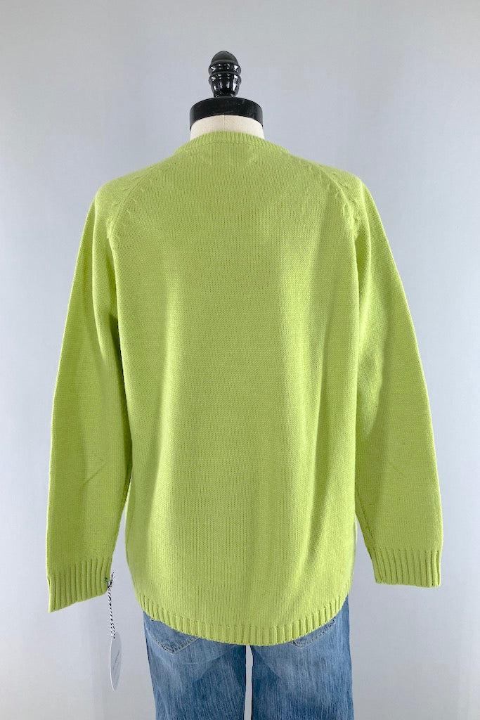 Vintage Avocado Green Cardigan Sweater-ThisBlueBird