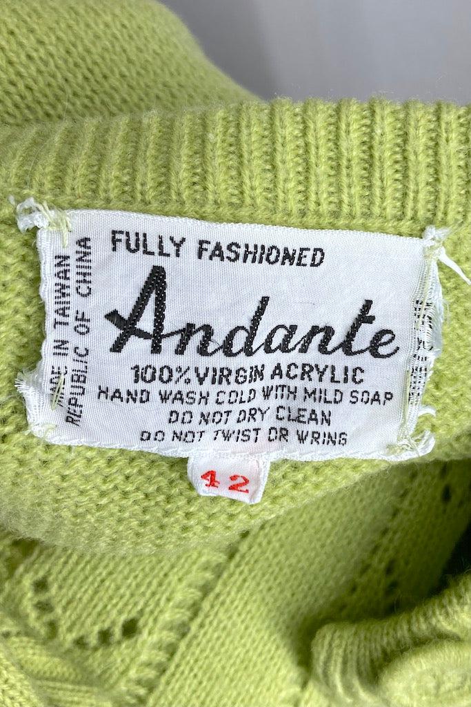 Vintage Avocado Green Cardigan Sweater-ThisBlueBird