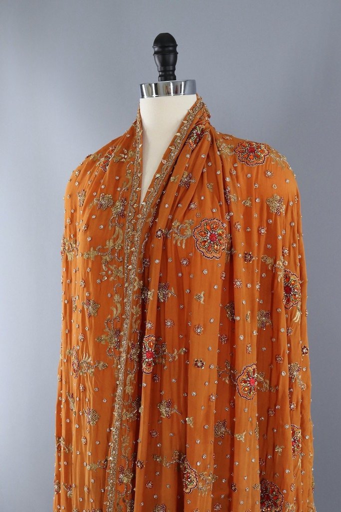 Vintage Beaded Silk Shawl-ThisBlueBird - Modern Vintage