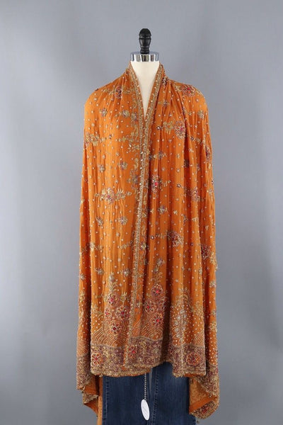 Vintage Beaded Silk Shawl-ThisBlueBird - Modern Vintage