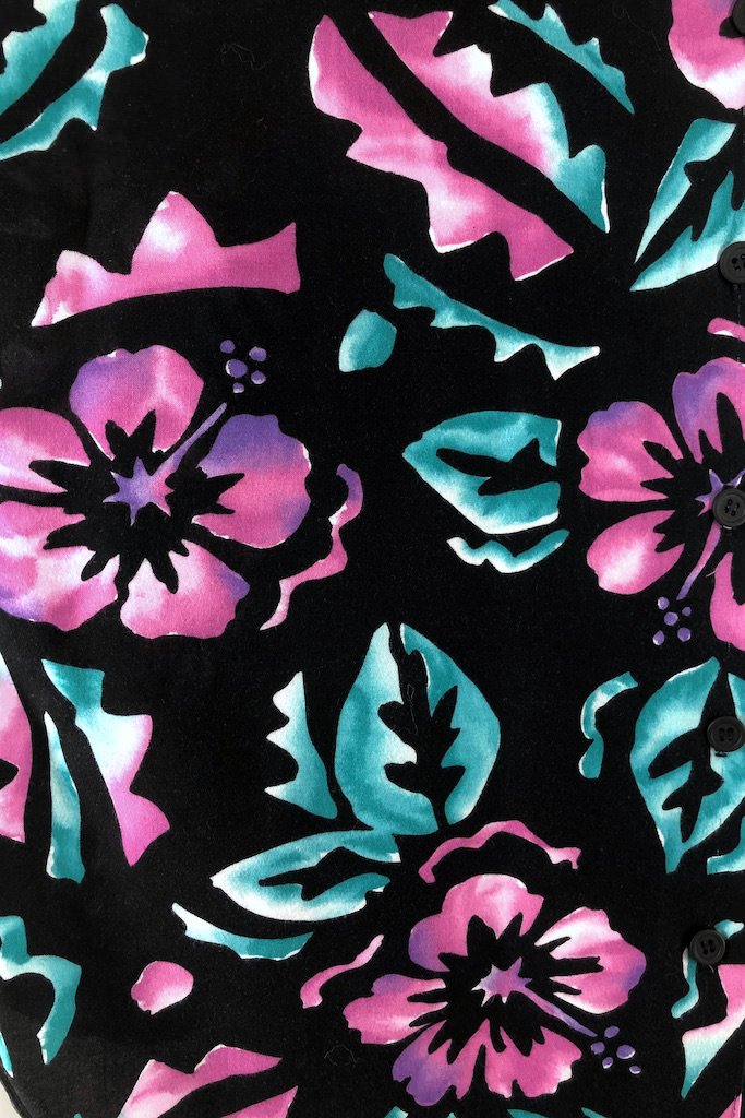 Vintage Black Batik Hawaiian Blouse-ThisBlueBird - Modern Vintage