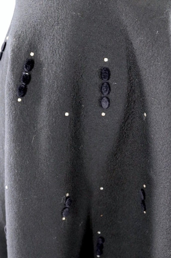 Vintage 1950s Black Felt Circle Skirt with Rhinestones - ThisBlueBird