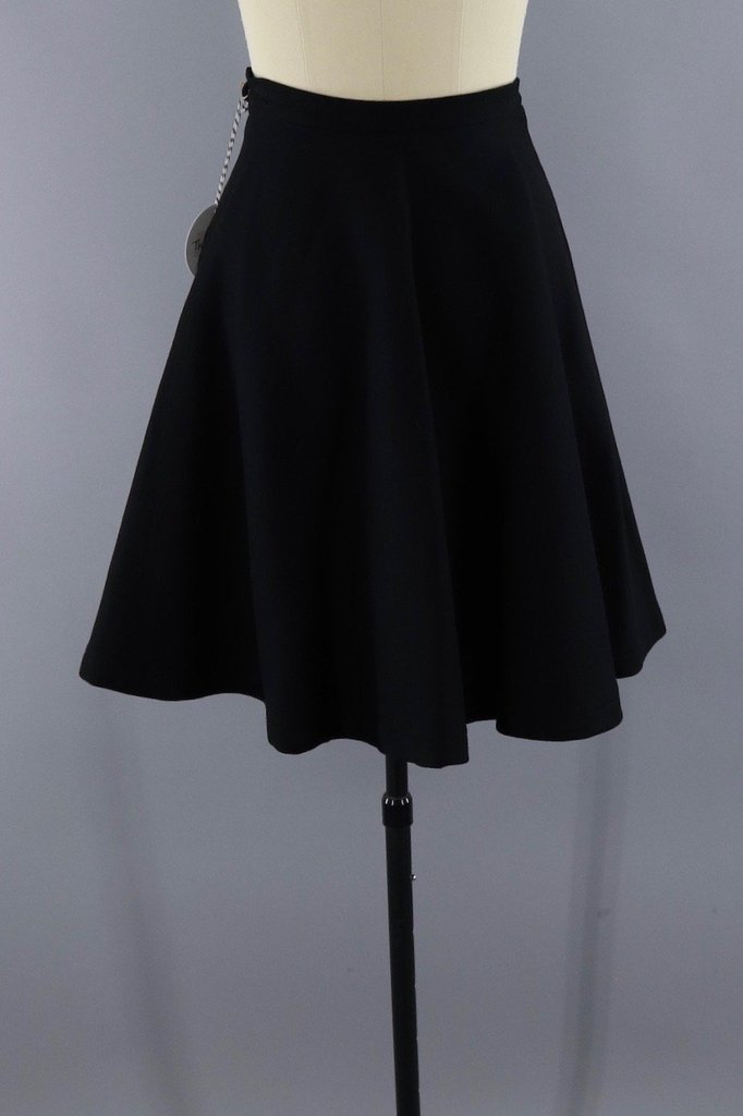 Vintage 1950s Black Felt Circle Skirt with Rhinestones - ThisBlueBird