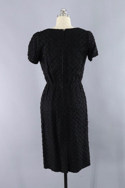 Vintage 1960s Black Ribbon Lace Dress and Jacket Set - ThisBlueBird