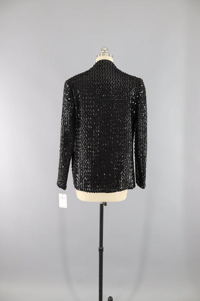 Vintage 1980s Black Sequined Jacket - ThisBlueBird