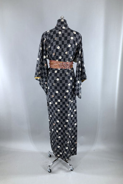 Vintage Black Silk Crepe Kimono Robe-ThisBlueBird - Modern Vintage